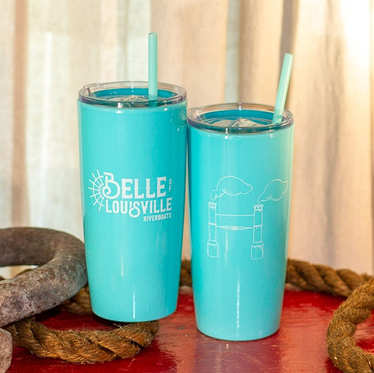 Teal Stack Tumbler with Straw